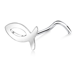 Hollow Fish Curved Nose Stud Silver NSKB-131